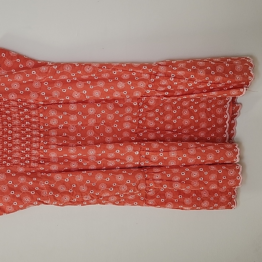 Betsey Johnson Y2K Ditsy Eyelet Bustier Coral Pink Baby Doll Dress Romantic Sz M - Picture 13 of 16